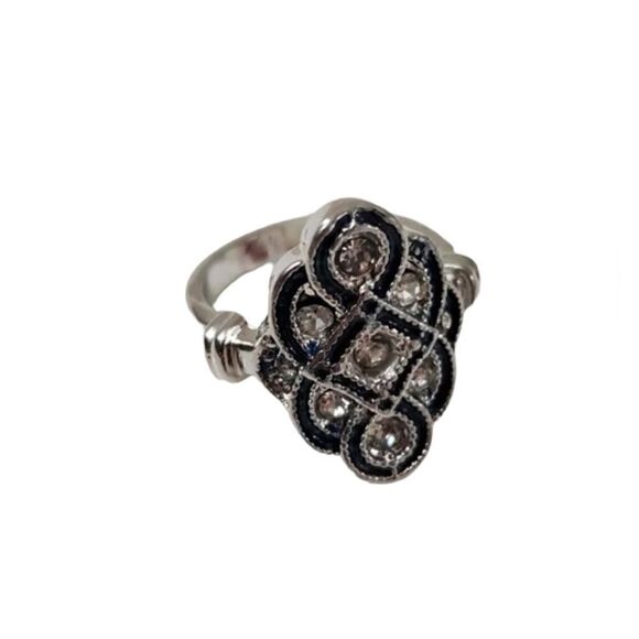 Rhinestone sapphire cocktail ring size 7 silver tone NWT - Picture 6 of 6